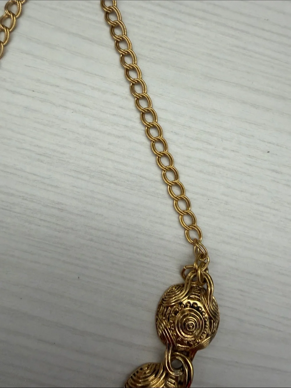 Avon Gold-Tone Textured Disc Statement Necklace